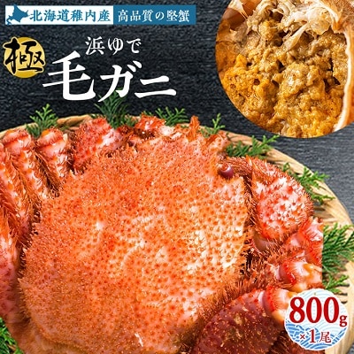 【稚内産・極】  浜ゆで毛ガニ(堅蟹) 800g×1尾