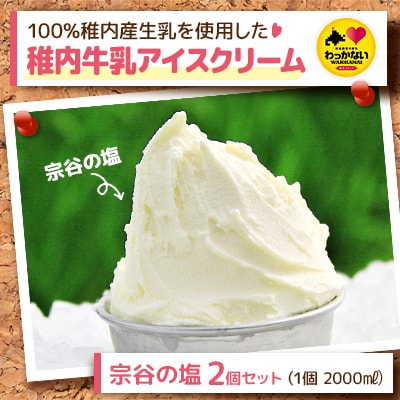 【業務用】稚内牛乳アイスクリーム2000ml宗谷の塩×宗谷の塩2個セット