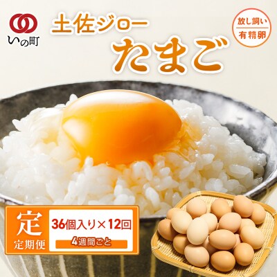 【定期便】土佐ジローたまご(1箱36個入)×12回　約4週間毎に1回 