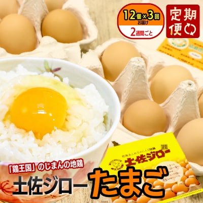 【定期便】土佐ジローたまご(12個入)×3回　約2週間毎に1回