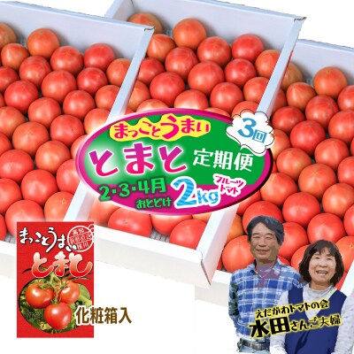 【数量限定】水田さんのフルーツトマト2kg定期便(全3回 / 2・3・4月お届け / 化粧箱入)