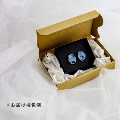 【奏華舎】～装う土佐和紙～ 手漉き藍紙イヤリング(藍 / ロッカク / アレルギー対応)