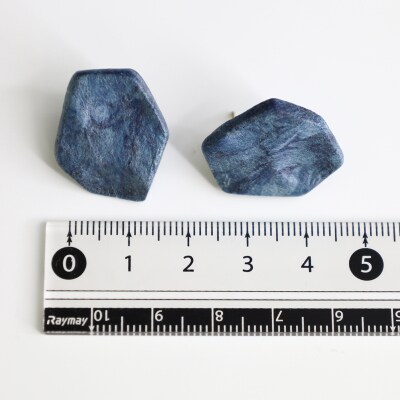 【奏華舎】～装う土佐和紙～ 手漉き藍紙イヤリング(藍 / ロッカク / アレルギー対応)