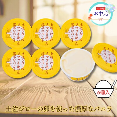 【お中元】Made in 土佐★土佐ジローのタマゴを使った濃厚なバニラ6個(高知アイス)