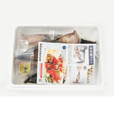 プレミア和歌山認証品　 冷凍黄金藁焼き戻りカツオタタキ (藻塩セット)1kg