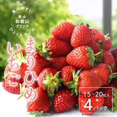 まりひめいちご4パック　人気の食べやすいひと口サイズ(1パック15～20粒入)こだわり農家厳選!