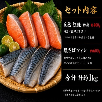 【ご家庭用訳あり】人気の塩さばフィレ&紅鮭切身セット計1kg【uot796C】