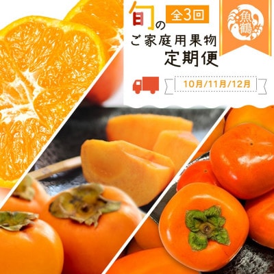 【発送月固定定期便】旬のご家庭用果物定期便 (ひらたねなし柿・富有柿・みかん)【tkb379】全3回