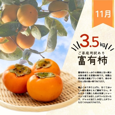 【発送月固定定期便】旬のご家庭用果物定期便 (ひらたねなし柿・富有柿・みかん)【tkb379】全3回