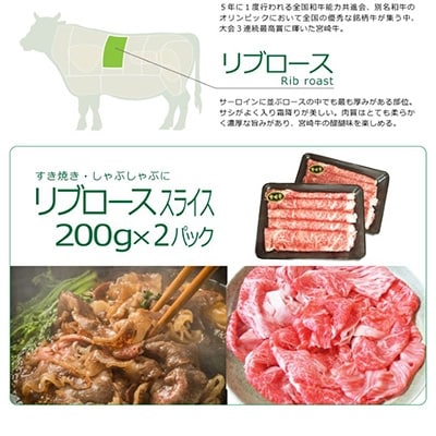 宮崎牛A4リブローススライス400g&にんにく塩