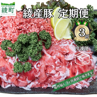 【毎月定期便】綾町産豚　豚こま&ミンチ　1.5kgセット　(総計4.5kg)　(綾町)全3回