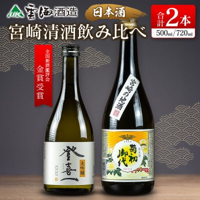 雲海酒造　日本酒「大吟醸登喜一」「純米酒　菊初御代」　2本飲み比べセット(綾町)