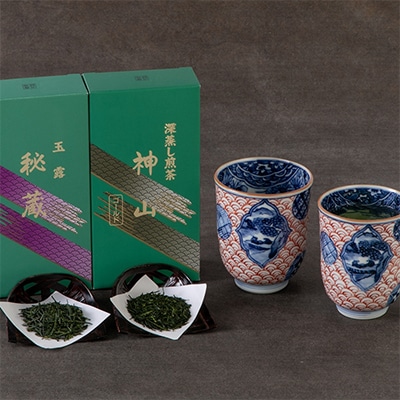 宇治茶2種と清水焼山水組湯呑