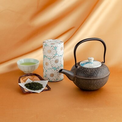 清水焼白菊鉄瓶急須と宇治茶
