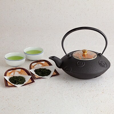 清水焼六小紋鉄瓶急須と宇治茶