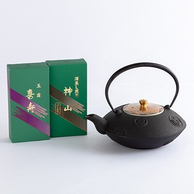 清水焼六小紋鉄瓶急須と宇治茶