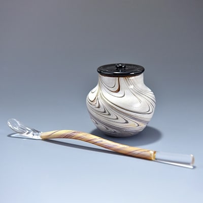 高級ガラス工芸品　棗と茶杓セット　