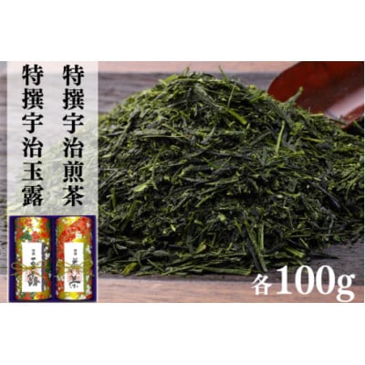 宇治茶　特選玉露・特選煎茶飲み比べセット100g×2缶