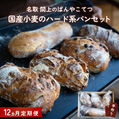 【12ヵ月定期便】名取 閖上 の ぱんやこてつ 手作り 国産小麦のハード系パンセット