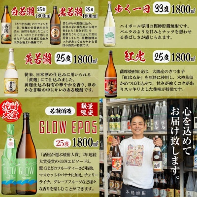 まるごと若潮酒造(1800ml×6本)セット 白若潮 黒若潮 黄若潮 紅光 歩く一日 GLOW
