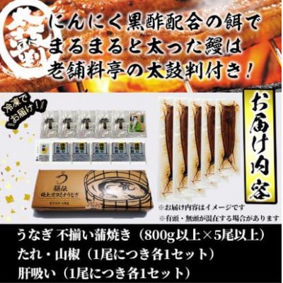 【訳あり】鹿児島県産秘伝のスタミナうなぎ蒲焼き肝吸いセット(5尾以上/計約800g)