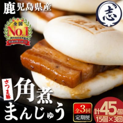【毎月定期便】鹿児島県産 さつま豚角煮まんじゅう(15個入り)全3回