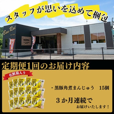 【毎月定期便】鹿児島県産 黒豚角煮まんじゅう 15個入り×全3回