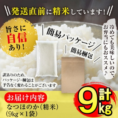 【訳あり・期間限定】令和3年産【米の匠】川崎さん自慢のなつほのか 9kg