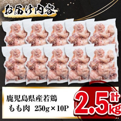 鹿児島県産若鶏もも肉 2.5kg(250g×10P)