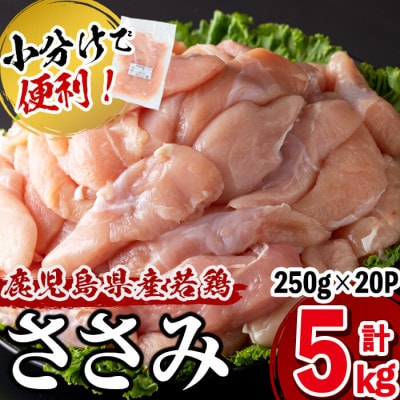 鹿児島県産若鶏ささみ 計5kg(250g×20パック)!旨味と鮮度を保つ真空パックと便利な小分け♪