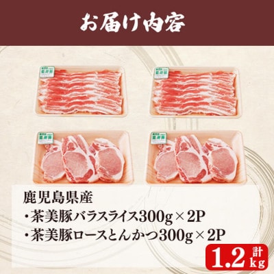 鹿児島茶美豚スライス・とんかつセット(計1.2kg)