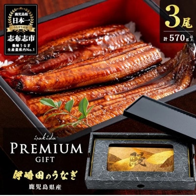 【数量限定】鹿児島県産 伊崎田のうなぎ蒲焼【約190g】×3尾(計約570g) c0-114
