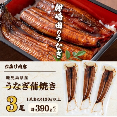 【数量限定】鹿児島県産 伊崎田のうなぎ蒲焼【約130g】×3尾(計約390g) b2-035