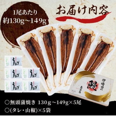 鹿児島県産 伊崎田のうなぎ蒲焼【約130g】×5尾(計約650g) b8-033
