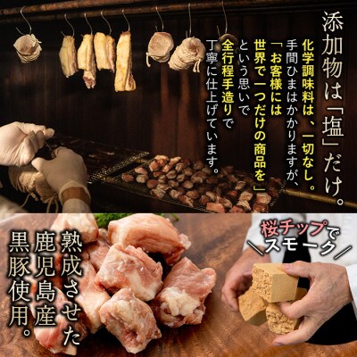 鹿児島黒豚と国産鶏のスモーク5種セット(計480g以上)お肉と塩だけの手作り燻製肉!