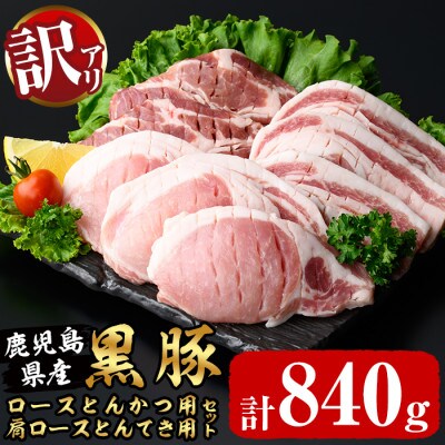 【生産者応援企画】鹿児島県産黒豚ロースとんかつ用・肩ロースとんてき用セット(計840g)(志布志市)
