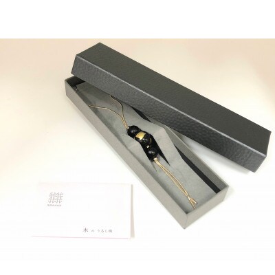 輪島うるし塗　HAKU　Y字ネックレス　(黒金箔)