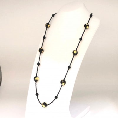 輪島うるし塗　HAKU　ネックレス　(黒金箔)