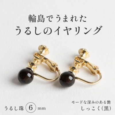 輪島でうまれた うるしの『イヤリング』　漆珠6mm　しっこく(黒)