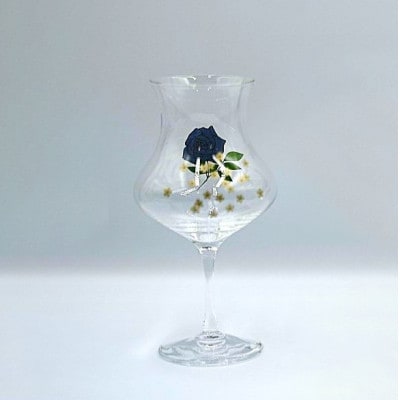 【復興支援】輪島 蒔絵(青薔薇とかすみ草)を加飾した咲グラス