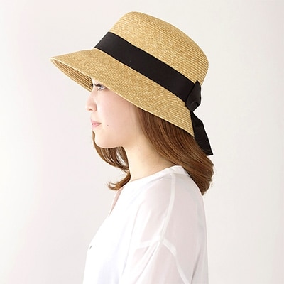 春日部市伝統工芸品 田中帽子店女性用麦わら帽子　頭囲57.5cm　UK-H008-NA