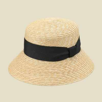 春日部市伝統工芸品 田中帽子店　女性用麦わら帽子　アニカ　頭囲57cm(UK-H111-NA)