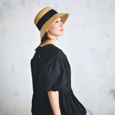 春日部市伝統工芸品 田中帽子店　女性用麦わら帽子　アニカ　頭囲57cm(UK-H111-NA)