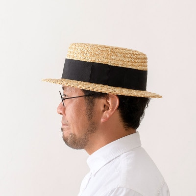 春日部市伝統工芸品 田中帽子店 麦わら ハンス 鬼麦カンカン帽頭囲57.5cm(UK-H048-M)