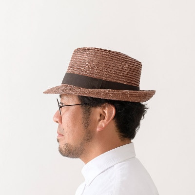 春日部市伝統工芸品田中帽子店　麦わら中折れ ノア ブラウン 頭囲59cm(UK-H005-L-BR)