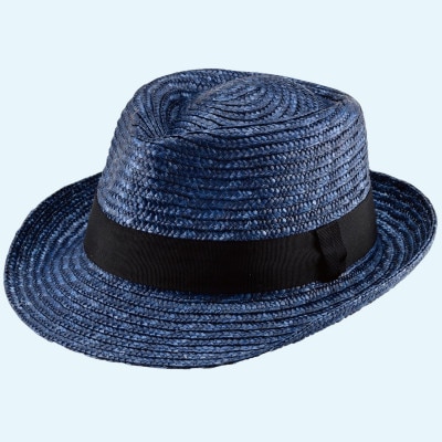 春日部市伝統工芸品 田中帽子店　麦わら中折れハット　ノア　ブルー　1点(UK-H005-S-BL)