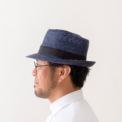 春日部市伝統工芸品 田中帽子店　麦わら中折れハット　ノア　ブルー　1点(UK-H005-S-BL)