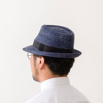 春日部市伝統工芸品 田中帽子店　麦わら中折れハット　ノア　ブルー　1点(UK-H005-S-BL)