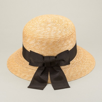 春日部市伝統工芸品 田中帽子店　女性用麦わら帽子　アンヌ　頭囲59cm(UK-H008-NA-L)