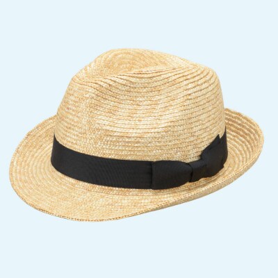 春日部市伝統工芸品 田中帽子店　麦わら　ディーノ　ブラック　頭囲58cm(UK-H114-BK-M)